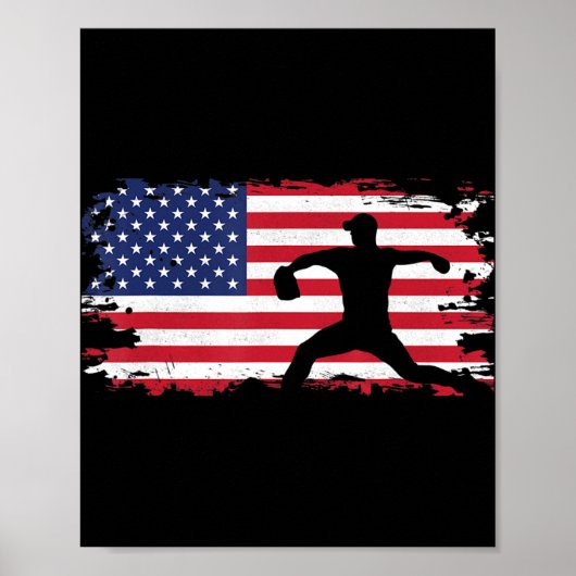 Bekleidung für Baseball der amerikanischen Flagge Poster (Vorne)