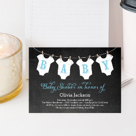 Bekleidung Garland Babydusche Einladung - Blue