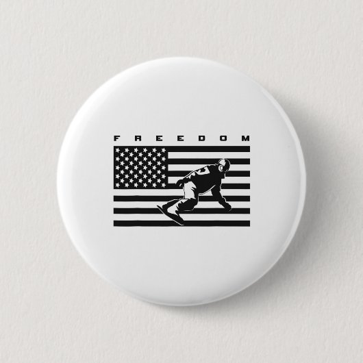 Bekleidung mit amerikanischer Flagge - Snowboarden Button (Vorderseite)