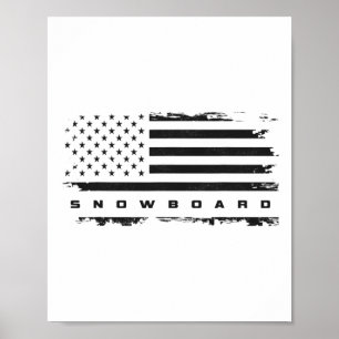 Bekleidung mit amerikanischer Flagge - Snowboarden Poster