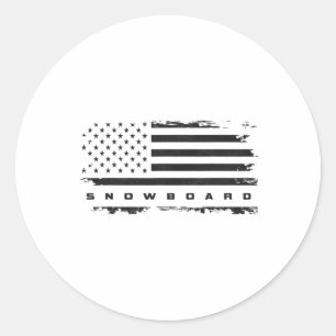 Bekleidung mit amerikanischer Flagge - Snowboarden Runder Aufkleber