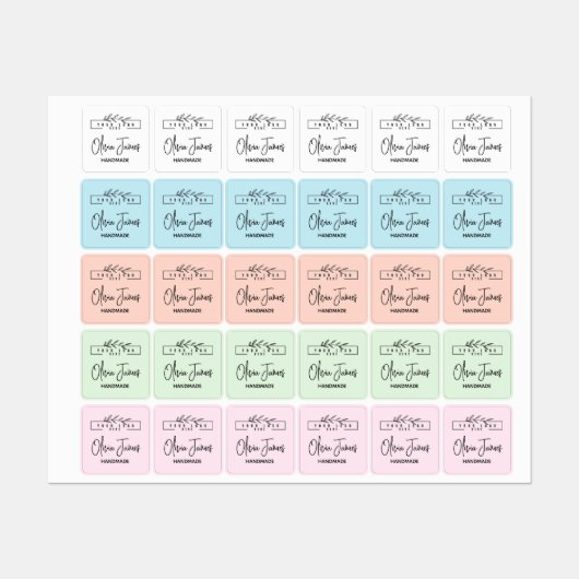 Bekleidung mit Logo und quadratischem Text Etiketten (Blatt)