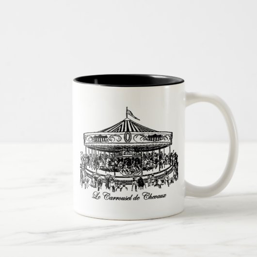 Bekleidung und Geschenke für französische Karussel Zweifarbige Tasse (Rechts)