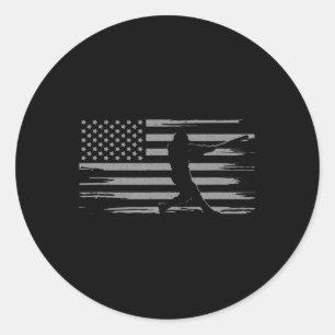 Bekleidung unter amerikanischer Flagge - Baseball Runder Aufkleber