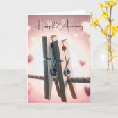 Bekleidung zum 20. Jubiläum auf einer Wäscheleine Karte (Gelbe Blume)