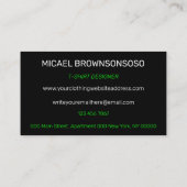 Bekleidungsgeschäft für Black Shirt Telefonnummerkarte (Rückseite)