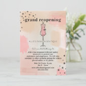 Bekleidungsgeschäft Wiederöffnen Abstrakt rosa Einladung (Stehend Vorderseite)