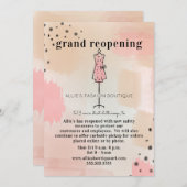 Bekleidungsgeschäft Wiederöffnen Abstrakt rosa Einladung (Vorne/Hinten)