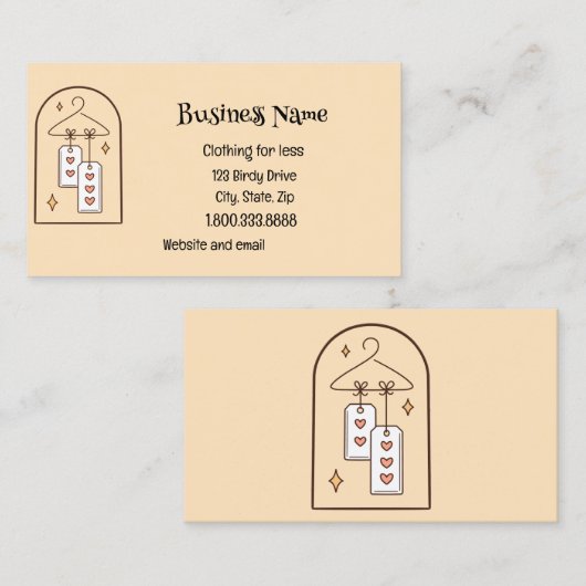 Bekleidungskonsignation Gebrauchtwarengeschäft Visitenkarte (Vorne/Hinten)