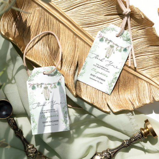 Bekleidungslinie Eucalyptus Baby Dusche Vielen Dan Geschenkanhänger