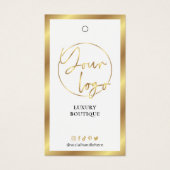 Bekleidungsmarke für das weiße und goldene Logo (Vorderseite)