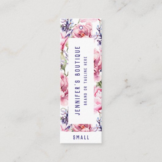 Bekleidungsmarken für kleine Unternehmen Rosa Blum Telefonnummerkarte (Vorderseite)