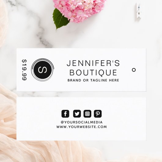 Bekleidungsmarken Schwarz-weiß für kleine Unterneh Telefonnummerkarte