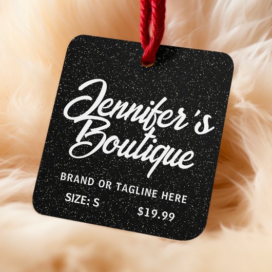 Bekleidungsmarken Schwarz-weißer Glitzer für klein Telefonnummerkarte