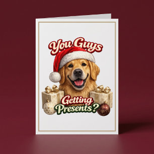 Bekommen ihr Jungs Geschenke? Lustiger Hunde-Weihn Karte
