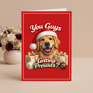 Bekommen ihr Jungs Geschenke? Lustiger Hunde-Weihn Karte