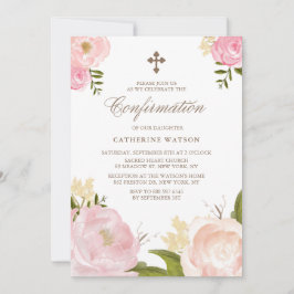 Bekräftigung der Aquarellpink-Peonies-Bestätigung Einladung