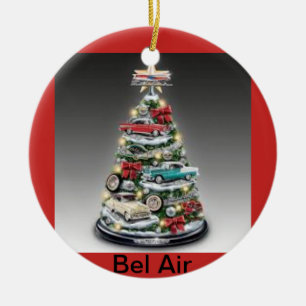 Bel Air-Weihnachtsbaum auf einer Kreis-Verzierung Keramikornament