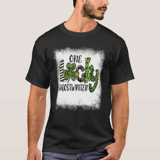 Belached St Patricks Day Leopard One Lucky Ghostwr T-Shirt (Vorderseite)
