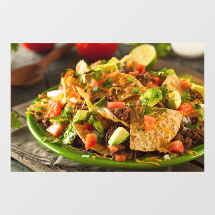 Beladene Rindfleisch- und Käse-Nachos Mexikanische Fensteraufkleber