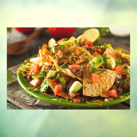 Beladenes Rindfleisch und Käse Nachos Mexican Food Fensteraufkleber (Blatt 3)