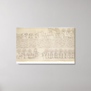 Belagerung einer Stadt auf der Bank von einem Leinwanddruck