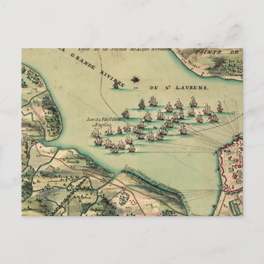 Belagerung von Quebec Map Postkarte (Vorderseite)