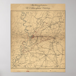 Belagerung von Vicksburg - Panorama-Karte aus dem  Poster