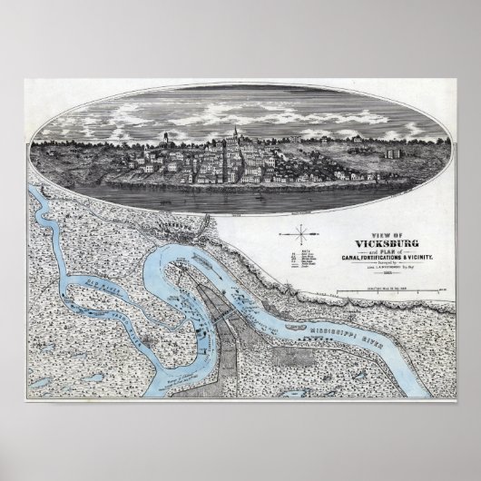 Belagerung von Vicksburg - Panoramabalkarte aus de Poster (Vorne)