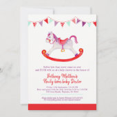 Belagtes Baby Duschrockpferd traf Baby Red Einladung (Vorderseite)