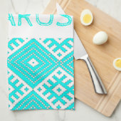 Belarus Б е л а р с у Folk Muster Türkis Geschirrtuch (Viertel Falte)