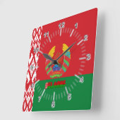 Belarus flag-emblem quadratische wanduhr (Winkel)