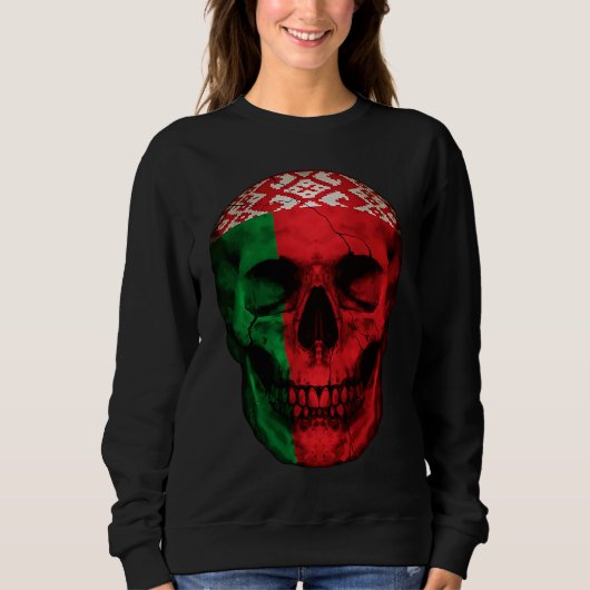 Belarus Flag Skull Belarusian Roots Proud Patrioti Sweatshirt (Vorderseite)