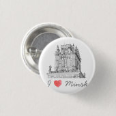 Belarus I Liebe Minsk City Gates Architecture Button (Vorne & Hinten)