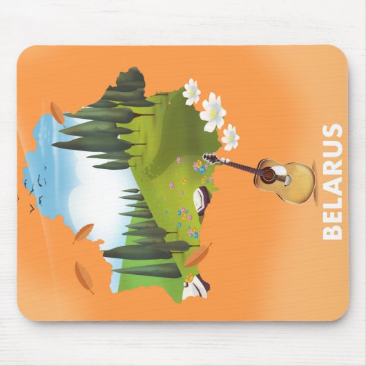 Belarus Karte Reiseplakat. Mousepad (Vorne)
