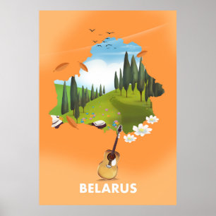 Belarus Karte Reiseplakat. Poster
