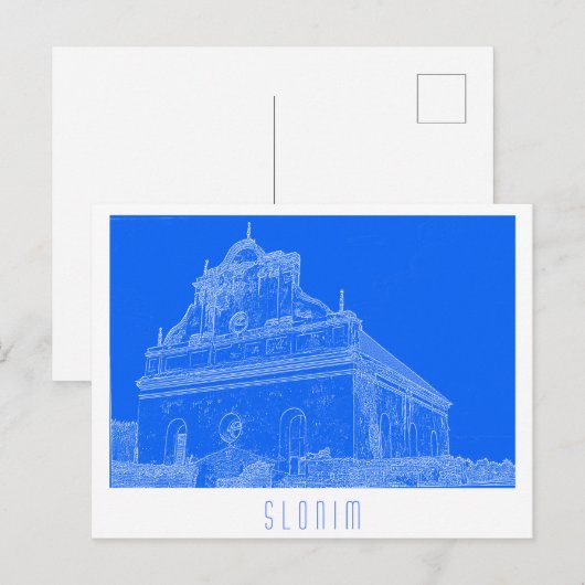 Belarus Slonim Great Synagogue Architecture Sketch Postkarte (Vorne/Hinten)