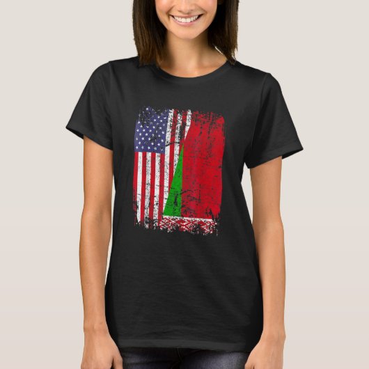BELARUSIAN ROOTS Halbamerikanische Flagge BELARUS  T-Shirt (Vorderseite)