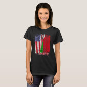 BELARUSIAN ROOTS Halbamerikanische Flagge BELARUS  T-Shirt (Vorne ganz)