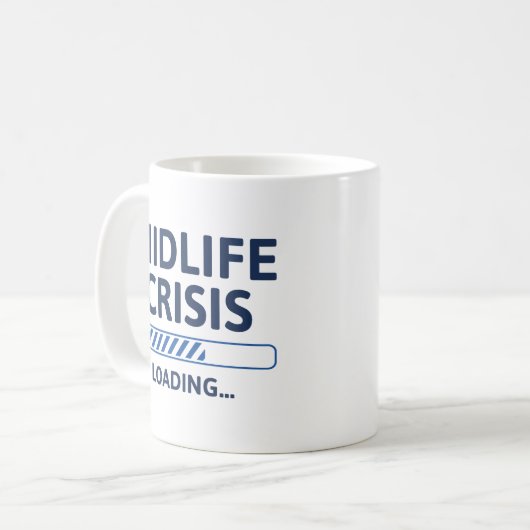 Belastung der Midlife Crisis Kaffeetasse (Vorderseite Links)