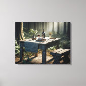 Belastung von Brot und Wein am Waldtisch Leinwanddruck (Vorderseite)