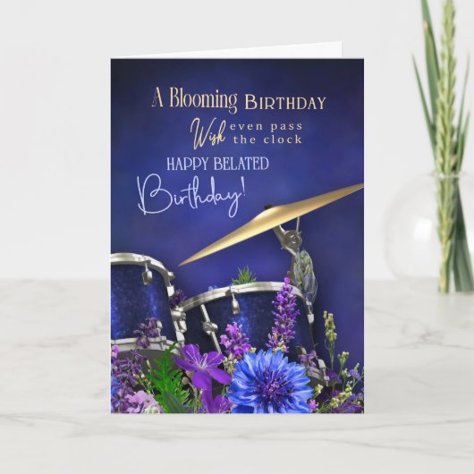 Belated Birthday Card For Drummer Karte (Vorderseite)