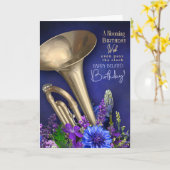 Belated Birthday Card For Trumpet Player Karte (Gelbe Blume)