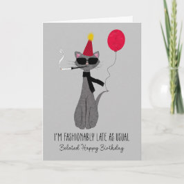 Belated Birthday Fashionable Cat Karte