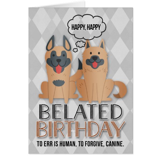 Belated Birthday Niedlich Cartoon Hunde (Vorne)