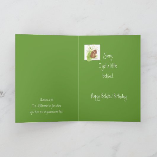 Belated Birthday, Niedlich Mouse, Scripting Segen Karte (Innenseite)