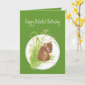 Belated Birthday, Niedlich Mouse, Scripting Segen Karte (Gelbe Blume)