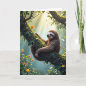 Belated Birthday Sloth in Rainforest Karte (Vorderseite)