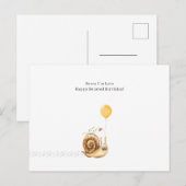 Belated Birthday Sorry Snail Illustration Card Postkarte (Vorne/Hinten)