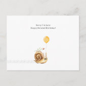 Belated Birthday Sorry Snail Illustration Card Postkarte (Vorderseite)